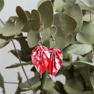origami-oorbellen-rood-blad
