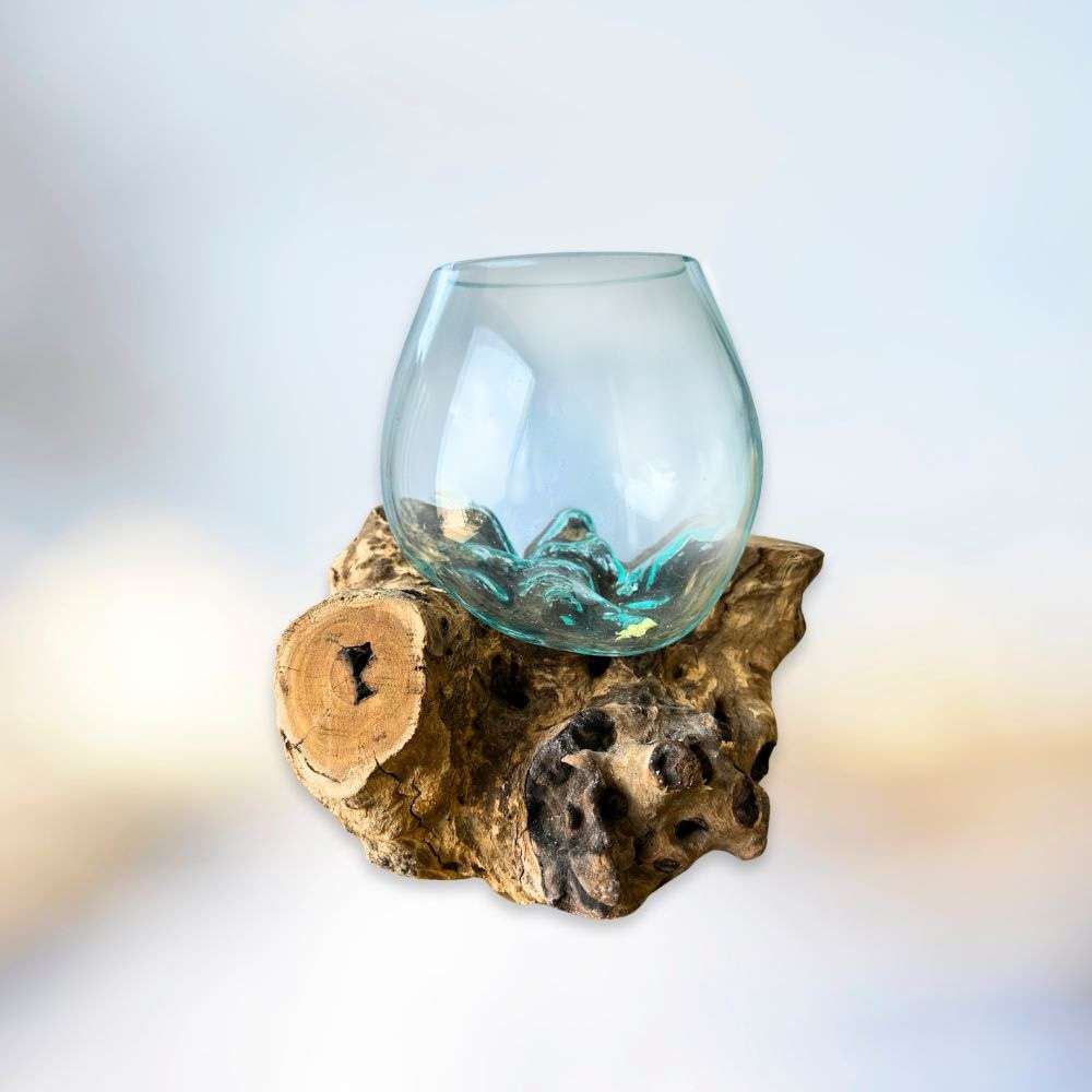 Druppelvaas | Gesmolten glas op hout