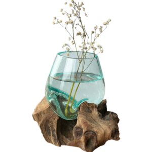 Druppelvaas | Gesmolten glas op hout